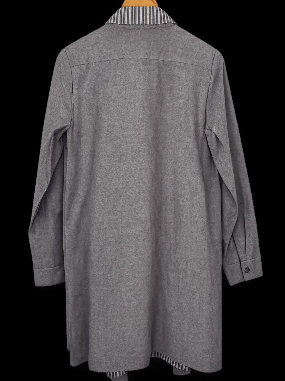 Japanese Nissen Mori-Kei Faux-Layered 2-in-1 Longline Cardigan Shirt - Picture 2 of 14
